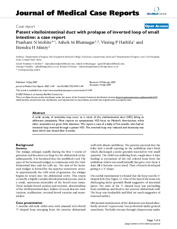(PDF) Patent vitellointestinal duct with prolapse of inverted loop of