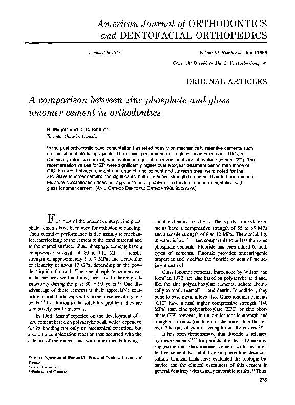 (PDF) A comparison between zinc phosphate and glass ionomer cement in