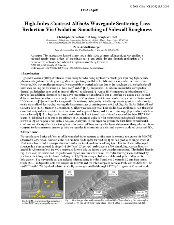 (PDF) High-index-contrast AlGaAs waveguide scattering loss reduction ...