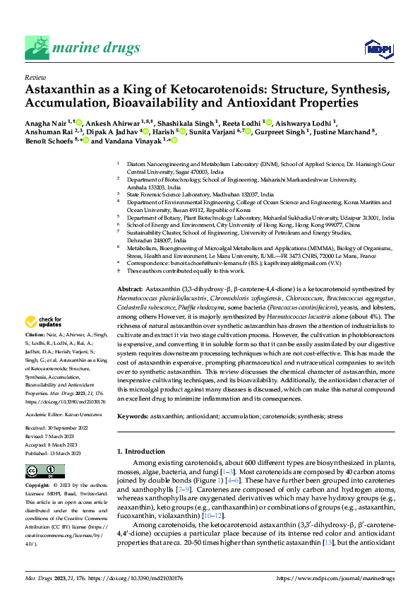 (PDF) Astaxanthin as a King of Ketocarotenoids: Structure, Synthesis ...
