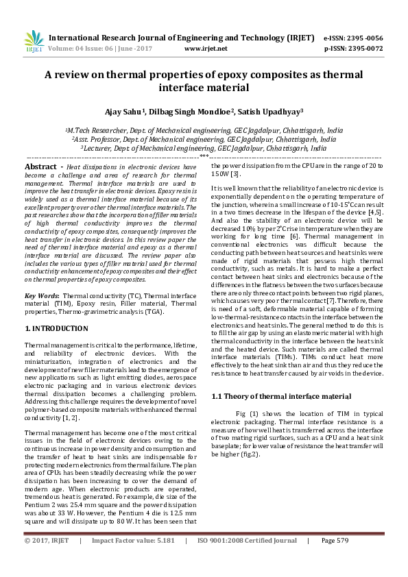 (PDF) A review on thermal properties of epoxy composites as thermal ...