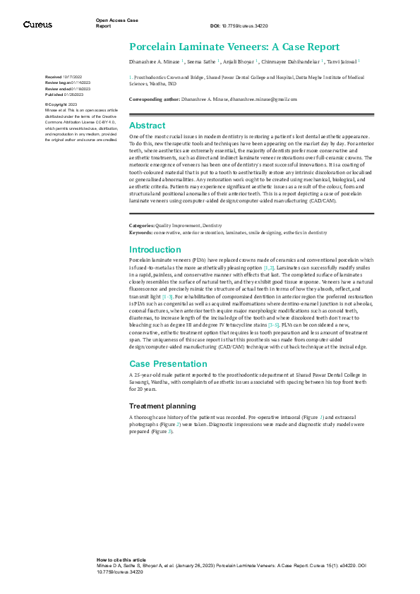 (PDF) Porcelain Laminate Veneers: A Case Report