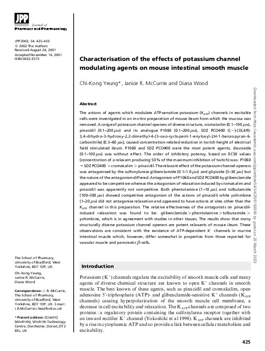 (PDF) Characterisation of the effects of potassium channel modulating ...