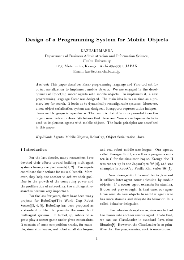 (PDF) Design of a Programming System for Mobile Objects