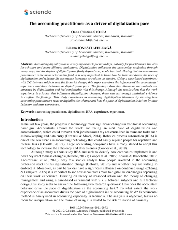 (PDF) The accounting practitioner as a driver of digitalization pace