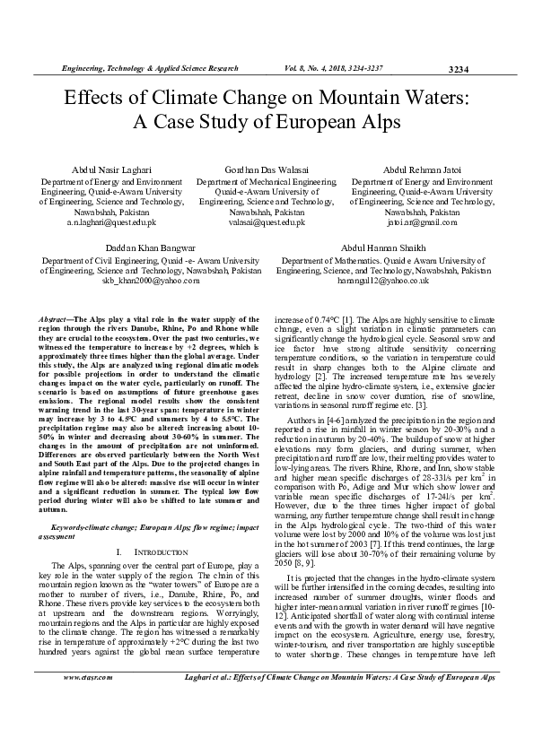 (PDF) Effects of Climate Change on Mountain Waters: A Case Study of ...