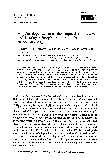 (PDF) Angular dependence of the magnetization curves and interlayer ...