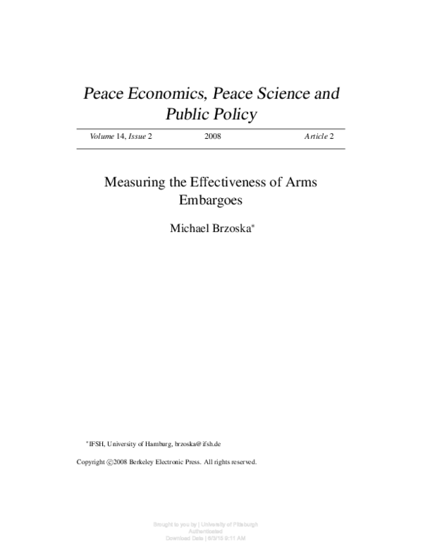 (PDF) Measuring the Effectiveness of Arms Embargoes Michael Brzoska