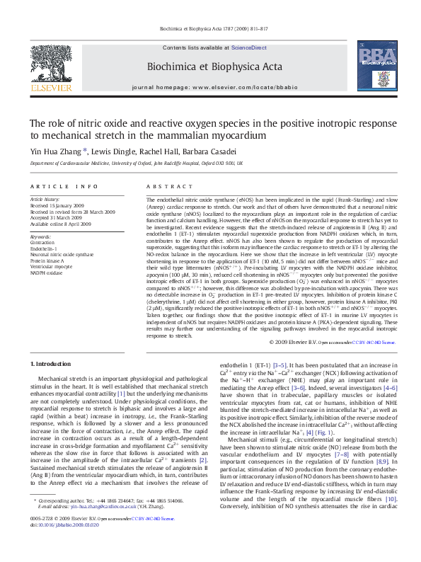 (PDF) The role of nitric oxide and reactive oxygen species in the ...
