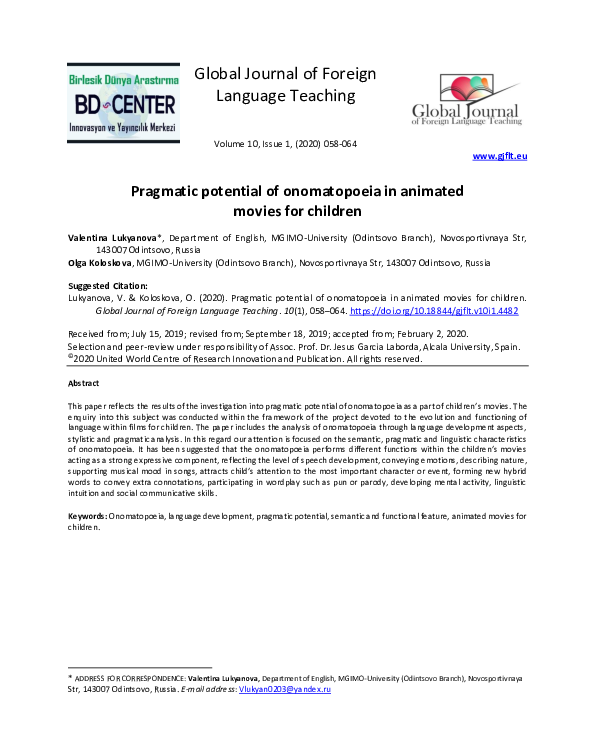 (PDF) Global Journal of Foreign Language Teaching