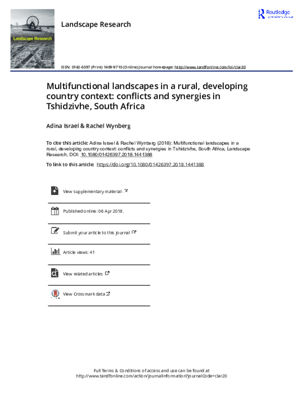 (PDF) Multifunctional landscapes in a rural, developing country context ...