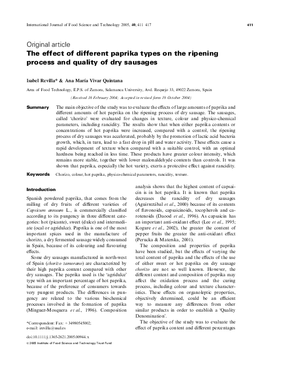 (PDF) The effect of different paprika types on the ripening process and