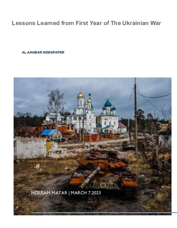 (PDF) Lessons Learned from First Year of The Ukrainian War