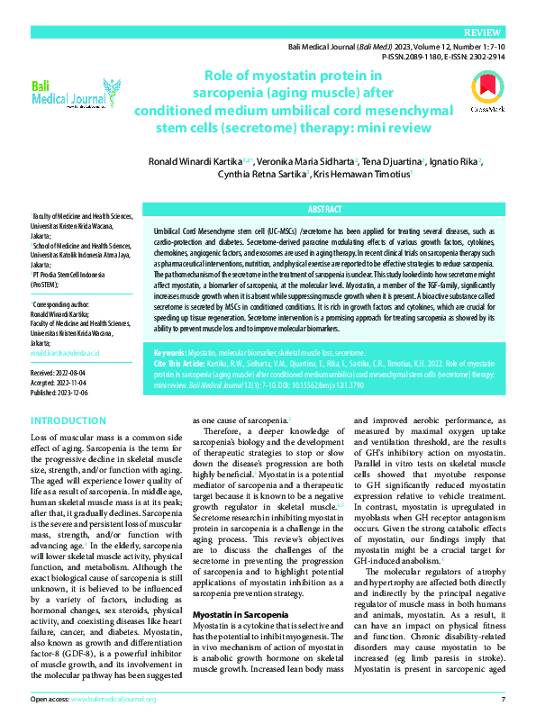 (PDF) Role of myostatin protein in sarcopenia (aging muscle) after ...