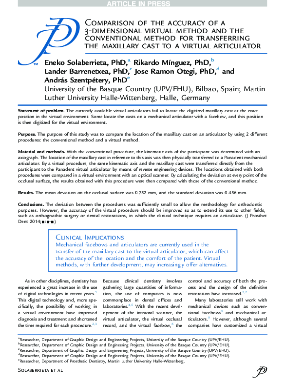 (PDF) Comparison of the accuracy of a 3-dimensional virtual method and ...
