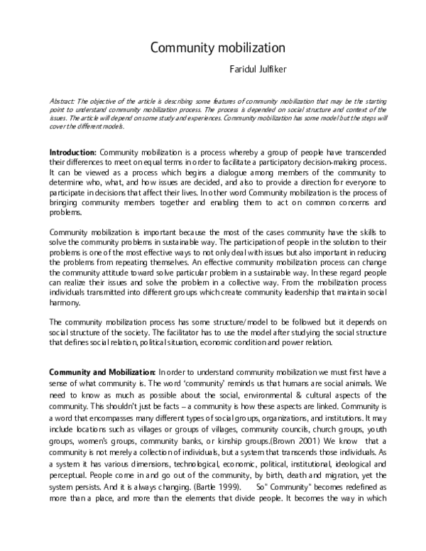 (PDF) Community mobilization