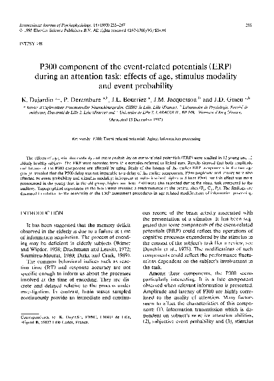 (PDF) P300 component of the event-related potentials (ERP) during an ...