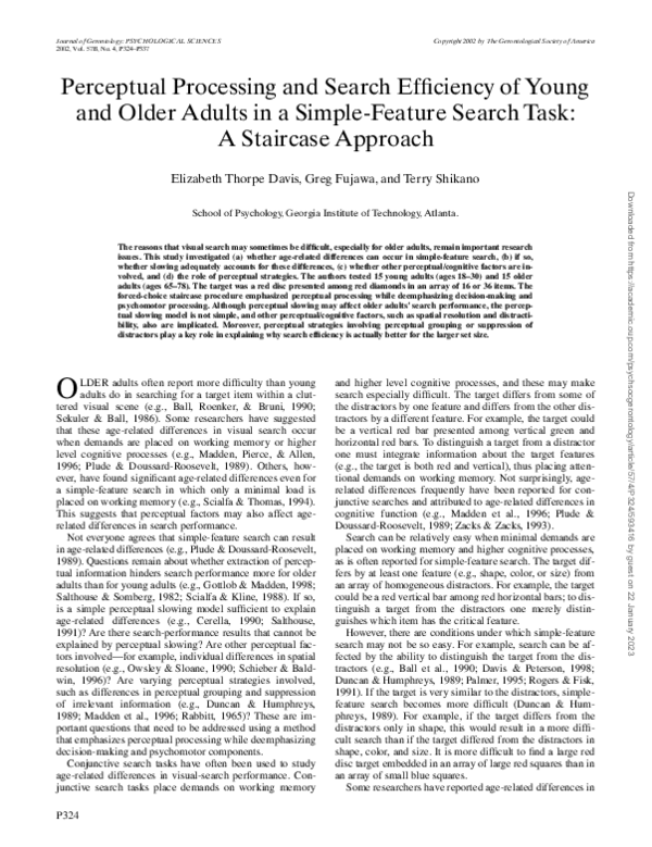 (PDF) Perceptual Processing and Search Efficiency of Young and Older ...