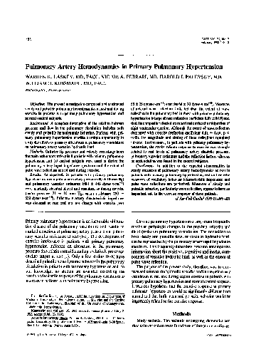 (PDF) Pulmonary artery hemodynamics in primary pulmonary hypertension