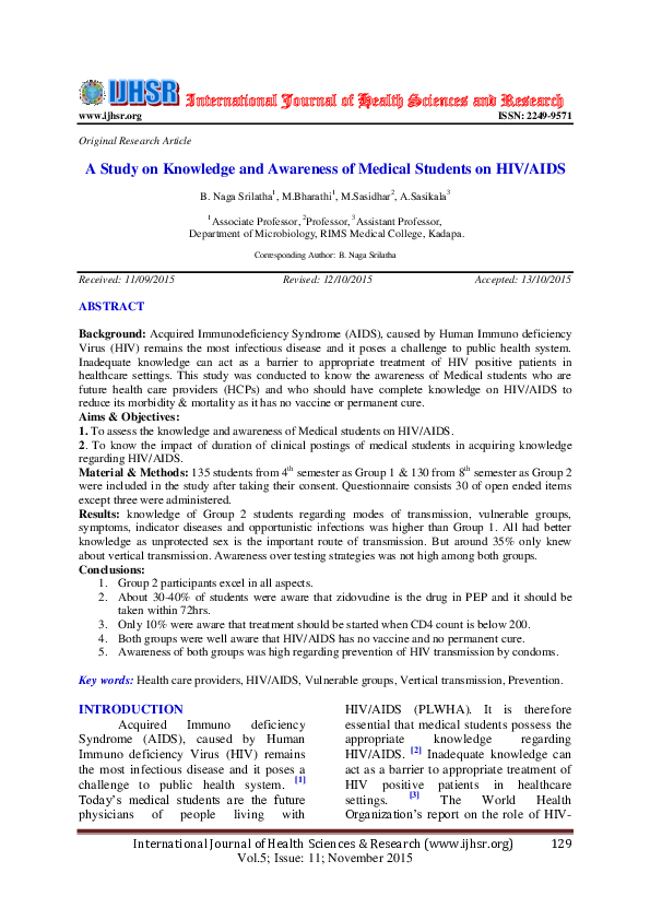 (PDF) International Journal of Health Sciences and Research