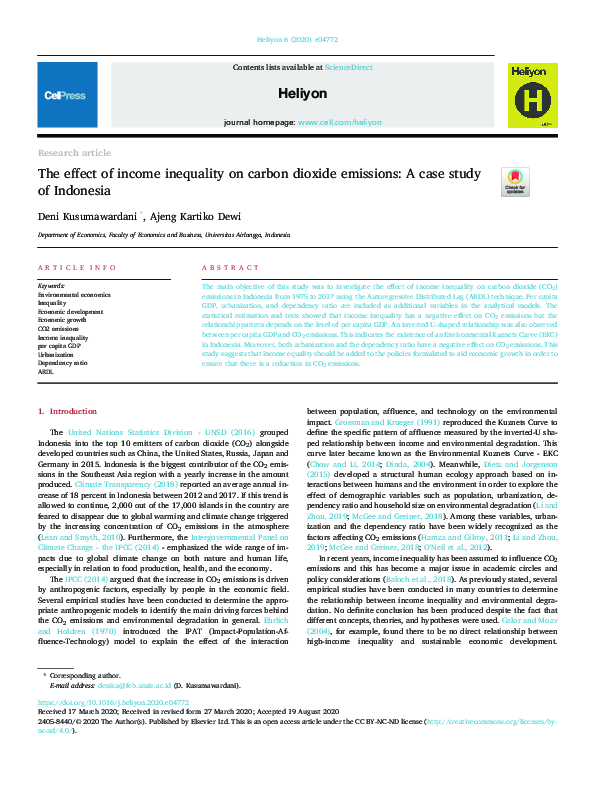 (PDF) The effect of income inequality on carbon dioxide emissions: A ...