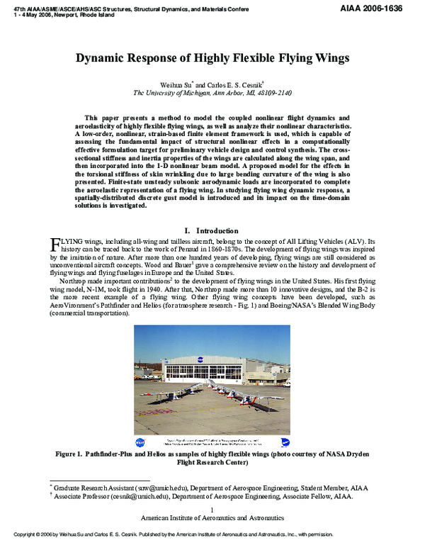 (PDF) Dynamic Response of Highly Flexible Flying Wings