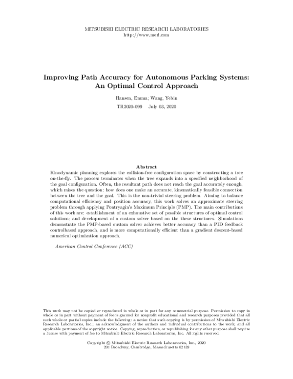 (PDF) Improving Path Accuracy for Autonomous Parking Systems: An ...