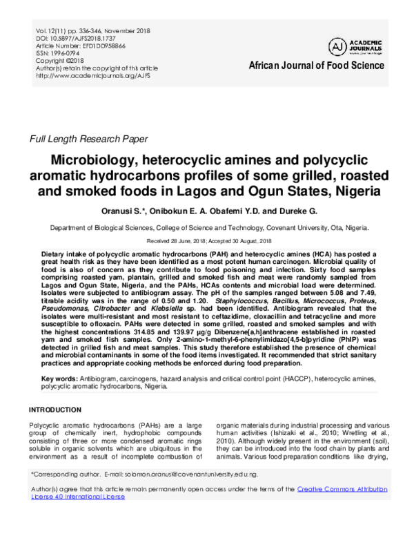 (PDF) Microbiology, heterocyclic amines and polycyclic aromatic