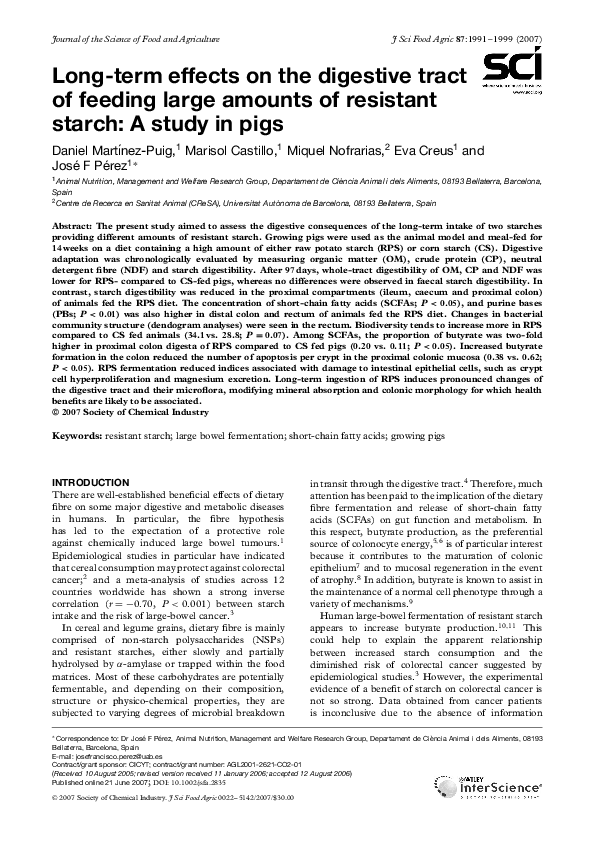 (PDF) Long-term effects on the digestive tract of feeding large amounts ... - Long-Term Effects Chicken Digest Impairment
