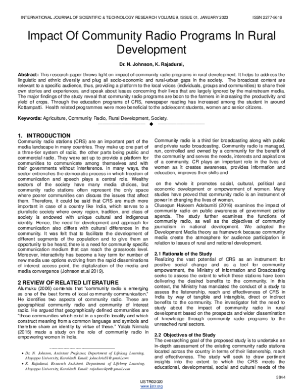 (PDF) Impact Of Community Radio Programs In Rural Development