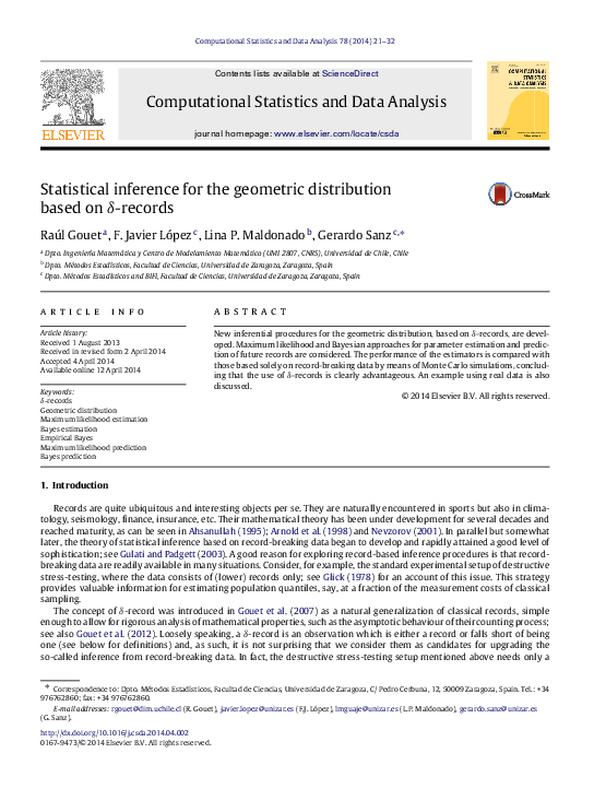 (PDF) Statistical inference for the geometric distribution based on ...