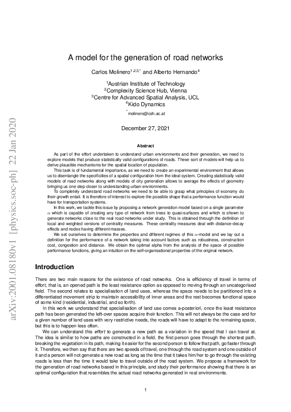 (PDF) A model for the generation of road networks