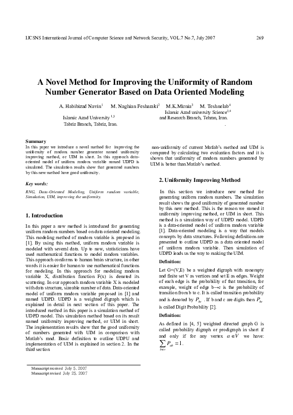 (PDF) A novel method for improving the uniformity of random number ...