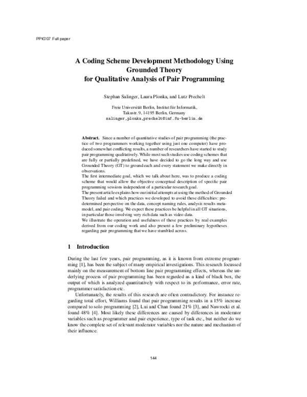 (PDF) A Coding Scheme Development Methodology Using Grounded Theory for ...