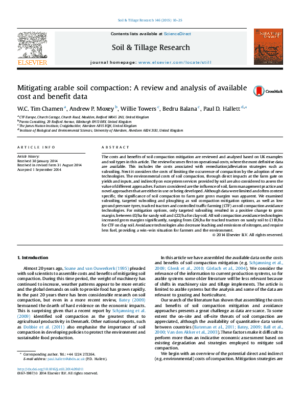 (PDF) Mitigating arable soil compaction: A review and analysis of ...