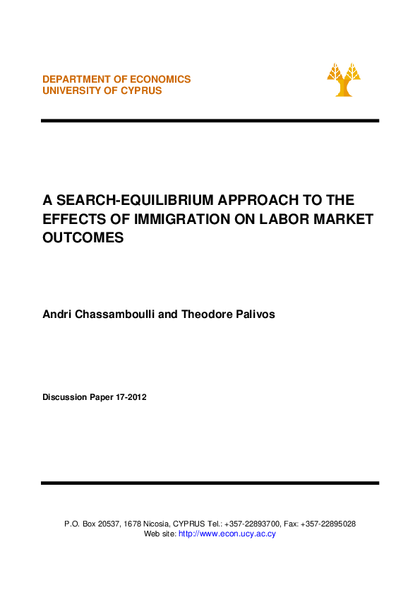 (PDF) A Search-Equilibrium Approach to the Effects of Immigration on ...