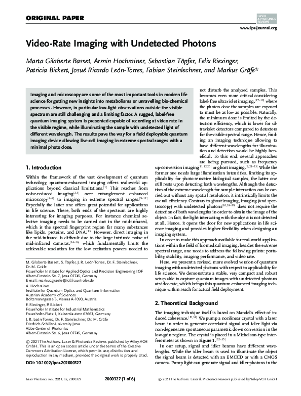 (PDF) Video‐Rate Imaging with Undetected Photons
