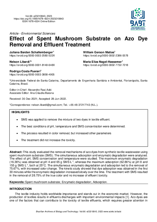 (PDF) Effect of Spent Mushroom Substrate on Azo Dye Removal and ...