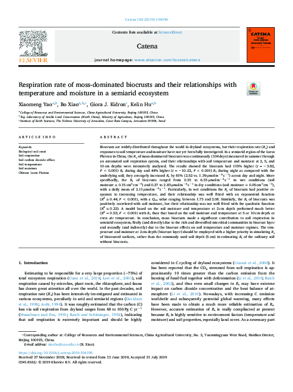 (PDF) Respiration rate of moss-dominated biocrusts and their ...