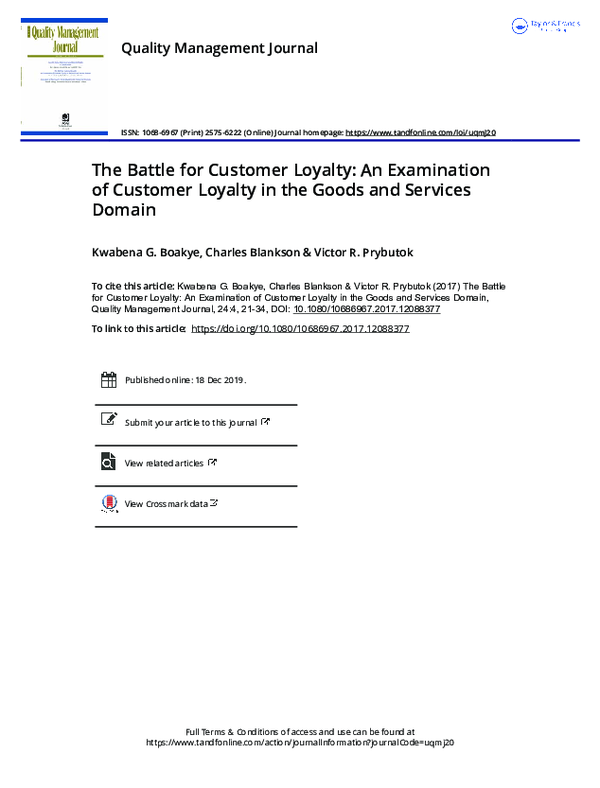 (PDF) The Battle for Customer Loyalty: An Examination of Customer ...