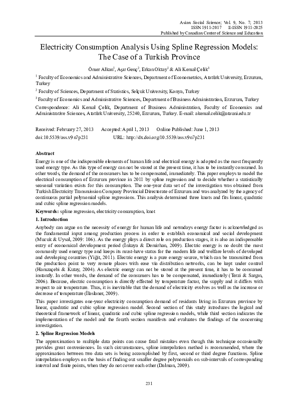 (PDF) Electricity Consumption Analysis Using Spline Regression Models ...