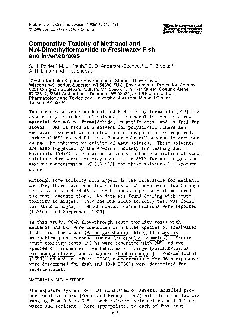 (PDF) Comparative toxicity of methanol and N,N-dimethylformamide to ...