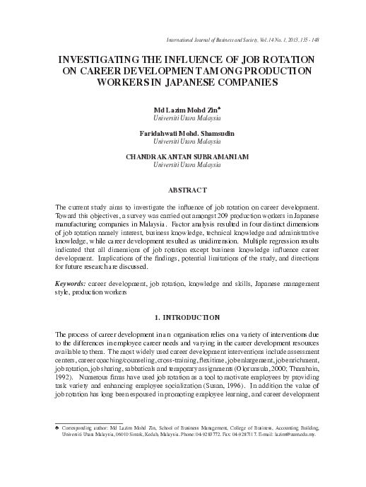 (PDF) Investigating the influence of job rotation on career development ...