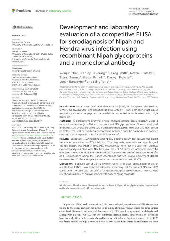 (PDF) Development and laboratory evaluation of a competitive ELISA for ...