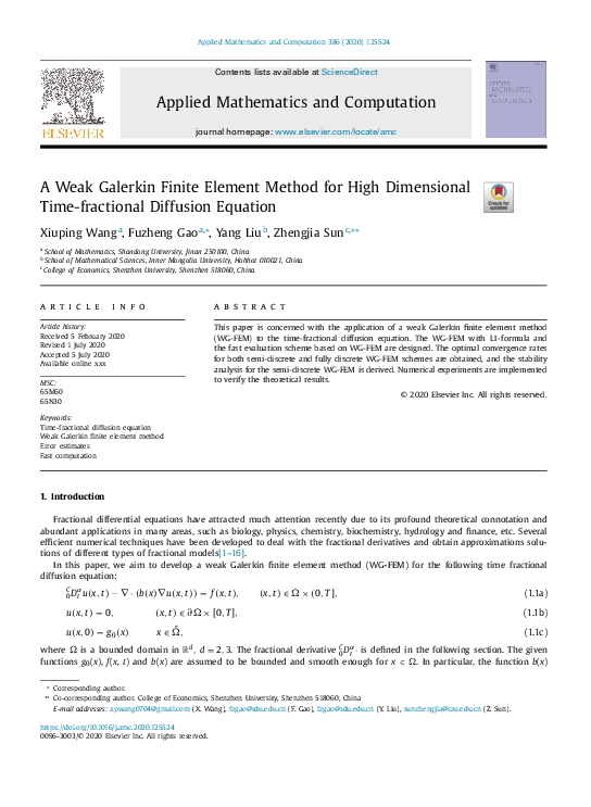 (PDF) A Weak Galerkin Finite Element Method for High Dimensional Time ...