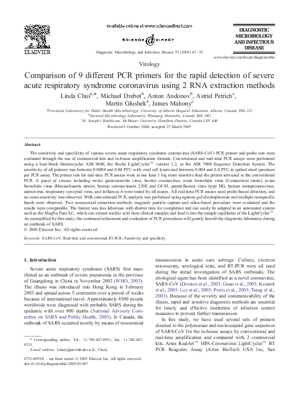 (PDF) Comparison of 9 different PCR primers for the rapid detection of ...