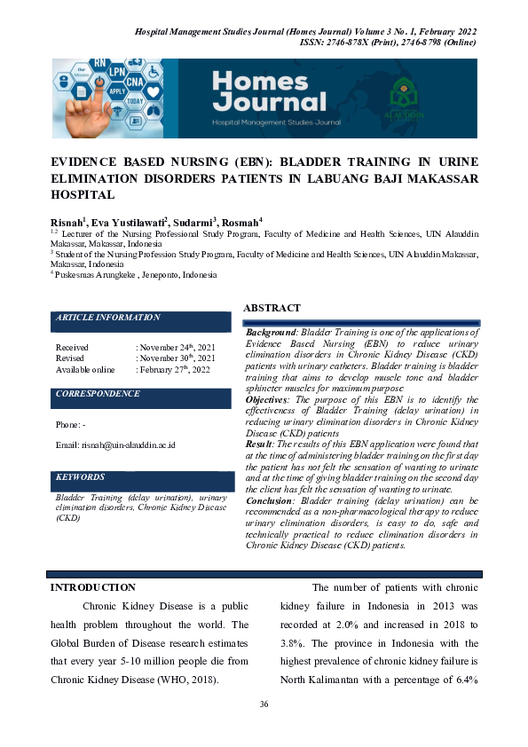 (PDF) Evidence Based Nursing (Ebn) Bladder Training in Urine