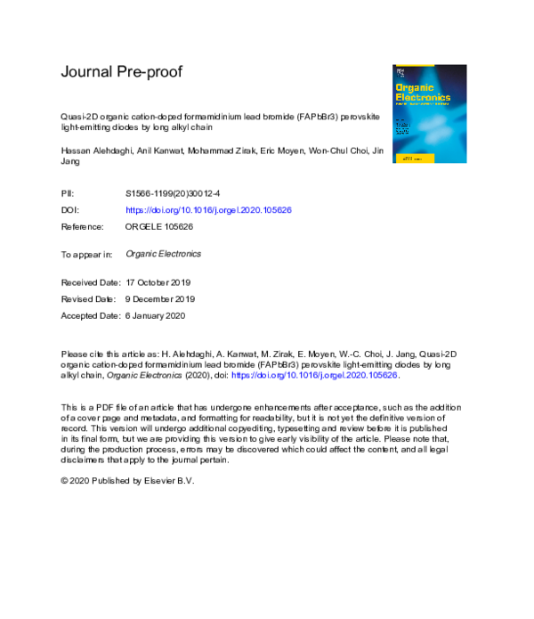 (PDF) Quasi-2D organic cation-doped formamidinium lead bromide (FAPbBr3 ...