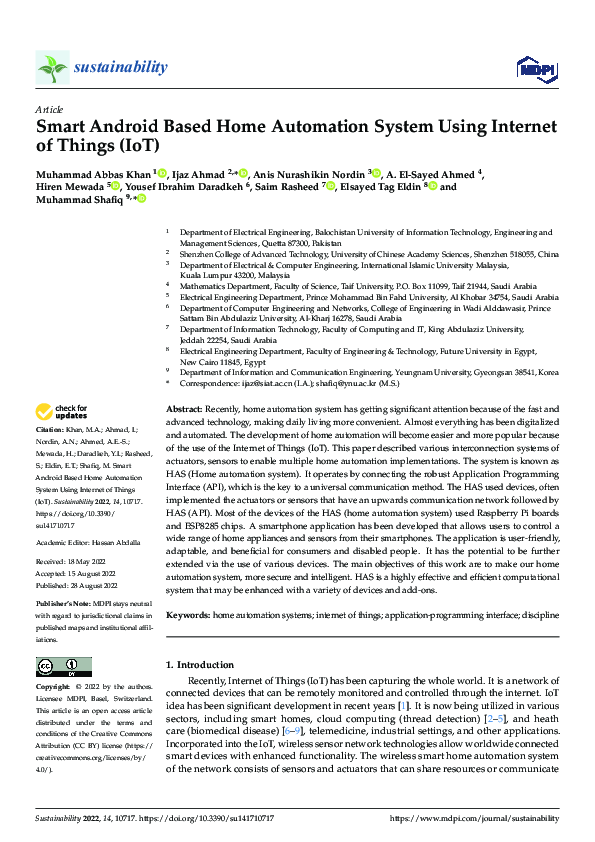 (PDF) Smart Android Based Home Automation System Using Internet of ...