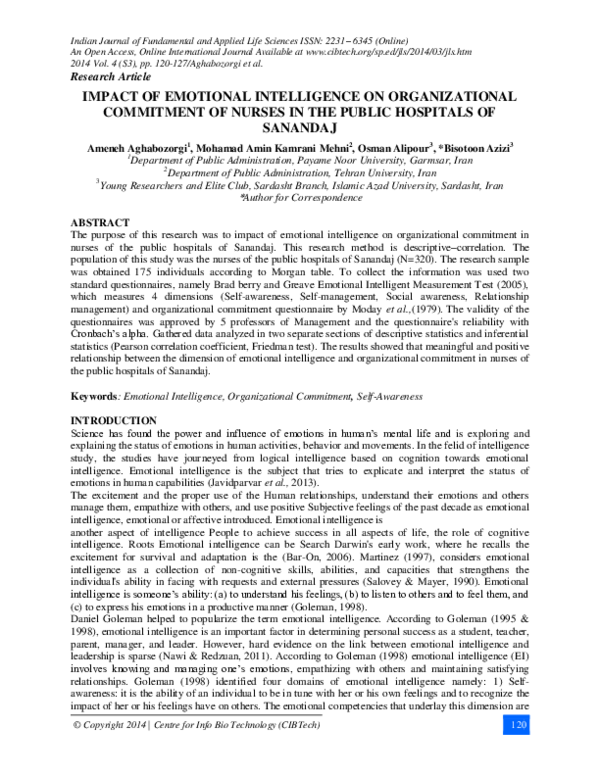 (PDF) Impact of Emotional Intelligence on Organizational Commitment of ...